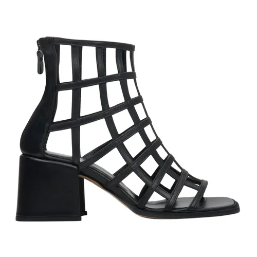 Black Block Heel Gladiator Sandals - Estro - Modalova