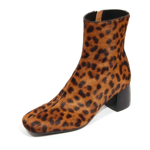 Leopard Print Ankle Boots with Zip - Maliparmi - Modalova
