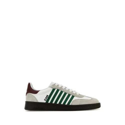 White Leather Boxer Sneakers - Dsquared2 - Modalova