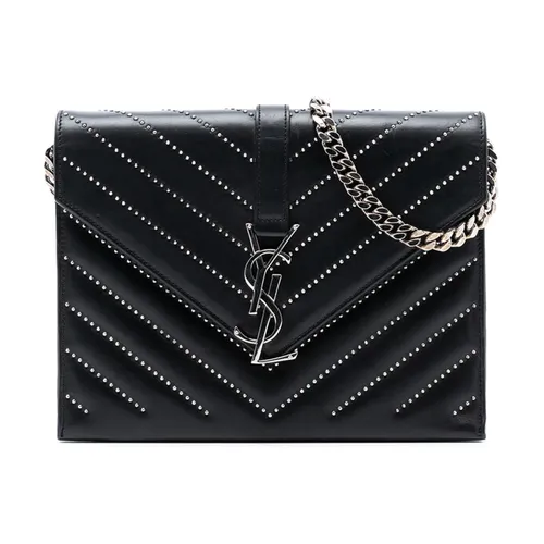 Pre-owned Studded Leather Flap Bag - Saint Laurent Vintage - Modalova