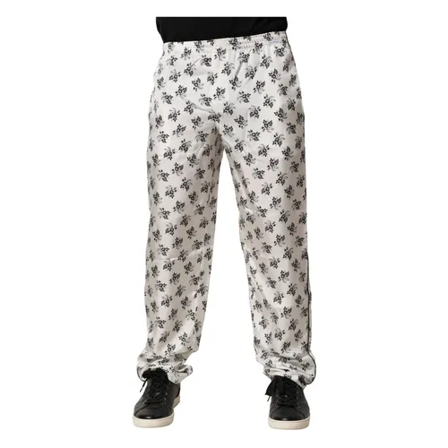 White Floral Silk Lounge Pants - Dolce & Gabbana - Modalova