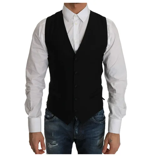 Black Formal Wool Blend Vest - Dolce & Gabbana - Modalova