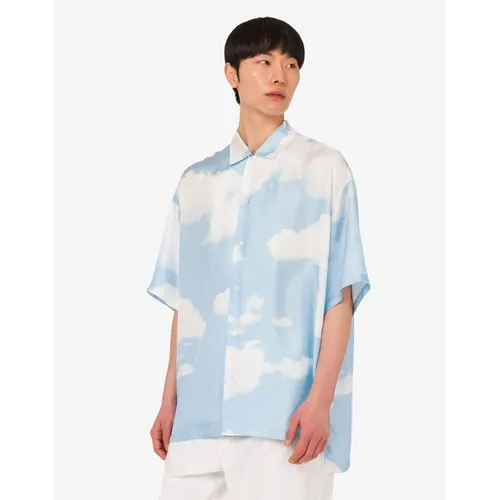 Silk Twill Shirt Archive Clouds - Moschino - Modalova