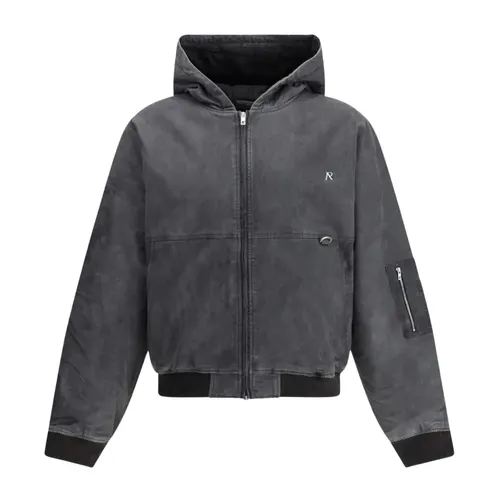 Hooded Washed Bomber Jacket - Represent - Modalova