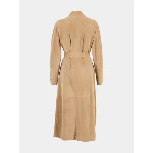 Luxurious Brown Suede Wrap Coat - Fendi - Modalova