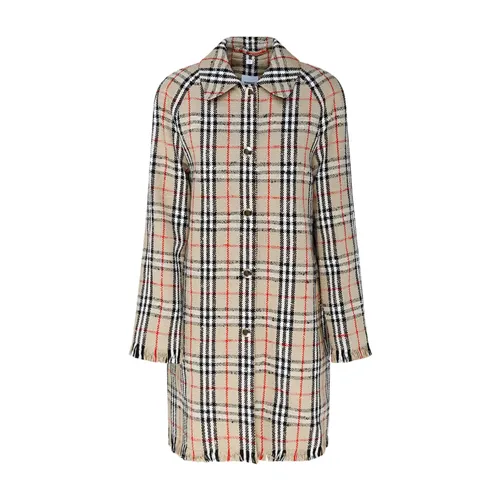 Beige Boucle Checkered Raincoat - Burberry - Modalova