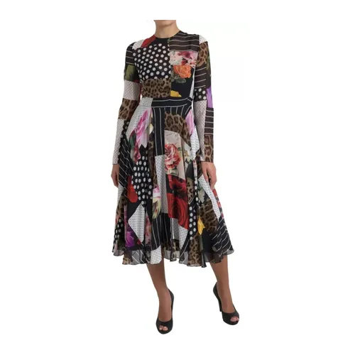 Floral Leopard Patchwork Dress - Dolce & Gabbana - Modalova