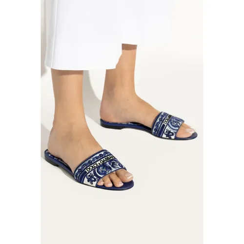 Slides with Majolica pattern - Dolce & Gabbana - Modalova
