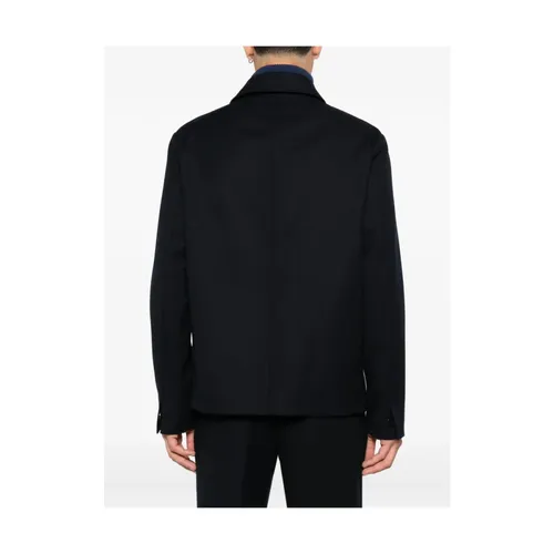 Dark Blue Wool Collared Shirt - Incotex - Modalova