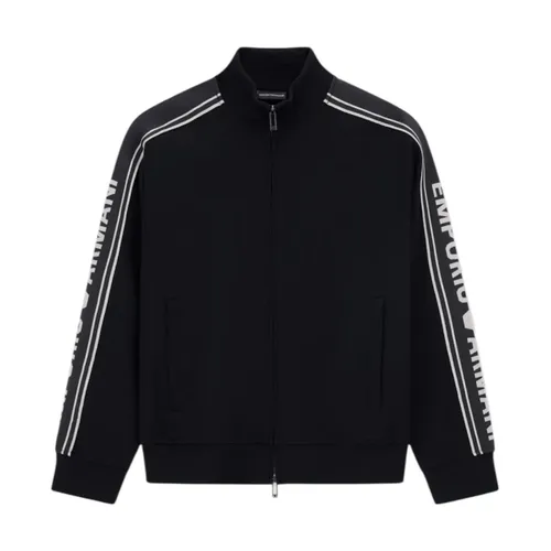 ASV Double-Jersey Full-Zip Sweatshirt with Logo Stripe - Emporio Armani - Modalova