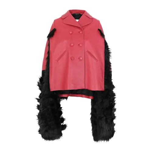 Red Leather Cape Jacket Ss22 - Maison Margiela - Modalova