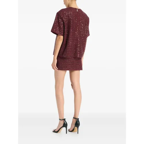 Sequin Grid Mini Skirt Bordeaux - Rotate Birger Christensen - Modalova