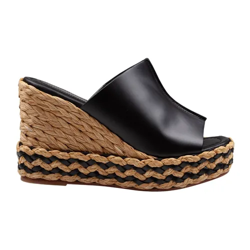 Raffia Wedge Leather Sandal - Paloma Barceló - Modalova