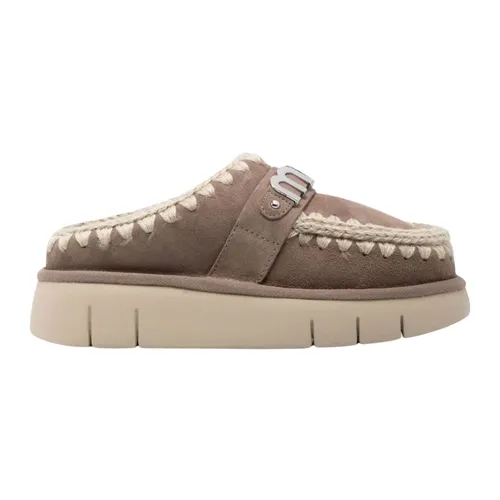 Grey Shearling Slip-On Flat Shoes - Mou - Modalova