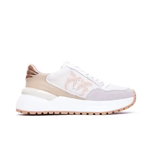 White Suede and Mesh Sneakers - Pinko - Modalova