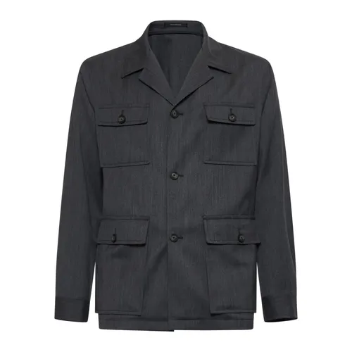 Charcoal Grey Wool Field Jacket - Tagliatore - Modalova