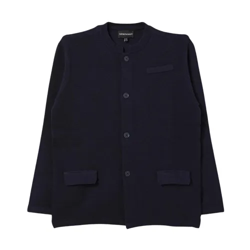 Blue Knit Cardigan for Kids - Emporio Armani - Modalova