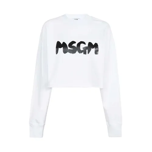 Logo Print Cotton Sweatshirt - Msgm - Modalova