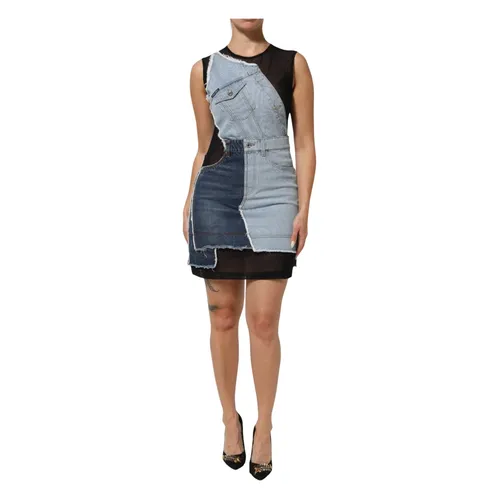 Patchwork Denim Sheath Mini Dress - Dolce & Gabbana - Modalova