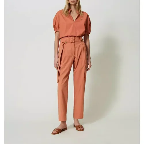 Cargo Popeline Pants - Twinset - Modalova