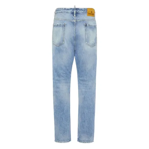 Blue Denim Jeans with Whiskering Effect - Dsquared2 - Modalova