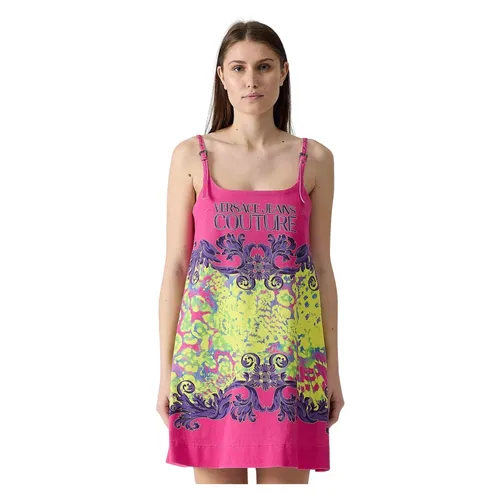 Short patterned dress with logo - Versace Jeans Couture - Modalova