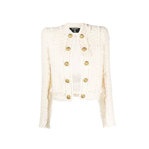 Chaleco de Tweed de Algodón con Flecos - Balmain - Modalova
