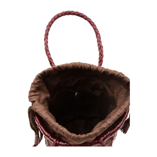 Borsa Mini a Secchiello in Tessuto Jali Rosso - Dragon Diffusion - Modalova