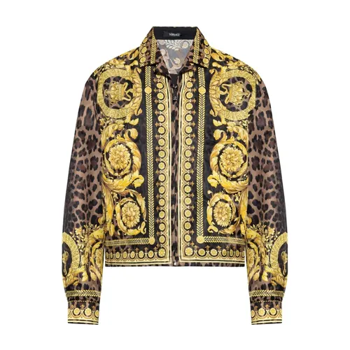 Leopard Print Zip-Up Jacket - Versace - Modalova