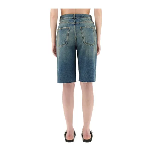 Cotton Denim Short - Tory Burch - Modalova