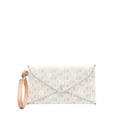 Beige Canvas Foldover Bag with Gold-tone Hardware - Moreau Paris - Modalova