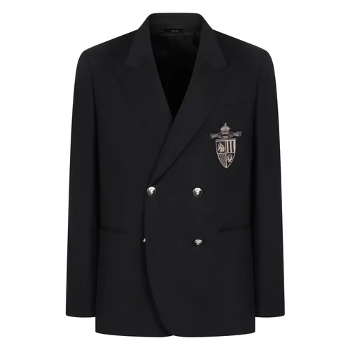 Wool Double-Breasted Jacket Lapel Collar - Fendi - Modalova
