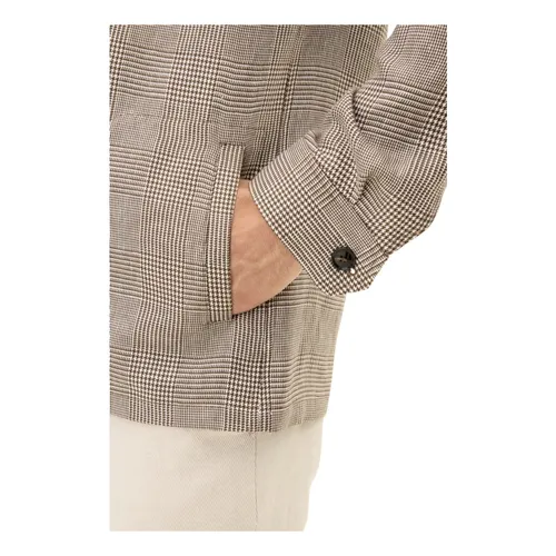 Beige Glencheck Overshirt Regular Fit - Oscar Jacobson - Modalova