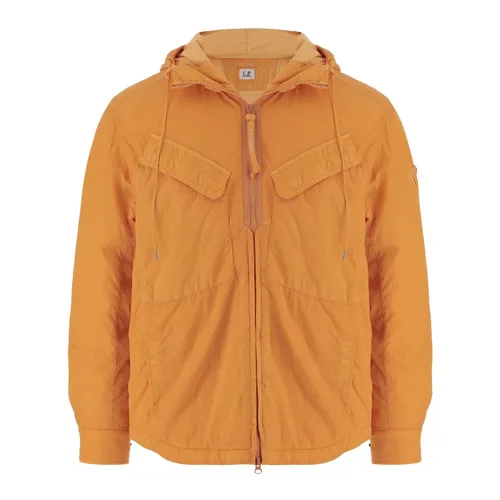 Adjustable Hood Nylon Jacket with Logo - C.p. Company - Modalova