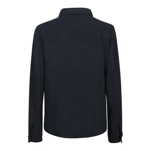 Blue Wool Herringbone Overshirt - Herno - Modalova