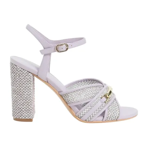 Sandalias de Tacón Alto de Rafia Morada - Twinset - Modalova