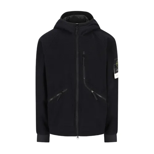 Blue Hooded Jacket Logo Patch - Stone Island - Modalova