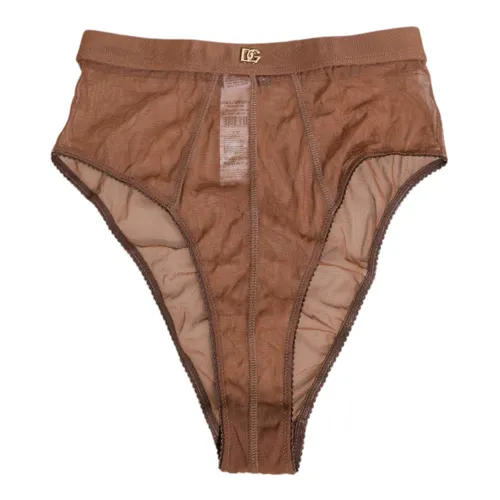 Brown Sheer Mesh High Waist Briefs - Dolce & Gabbana - Modalova
