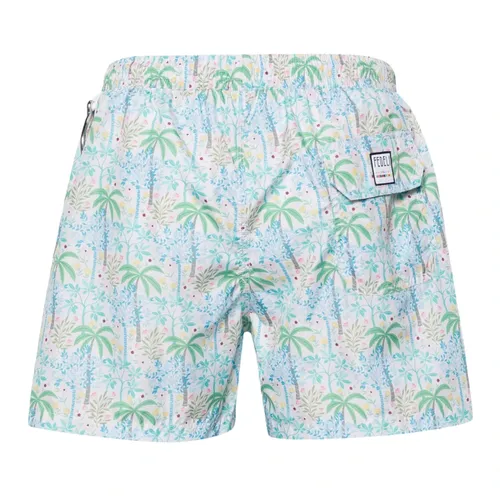 Polyester Swim Shorts with Drawstring - Fedeli - Modalova