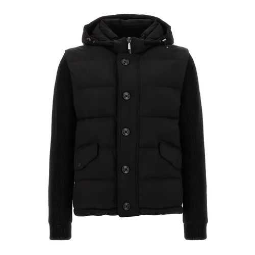 Black Down-Quilted Bomber Jacket - Moorer - Modalova