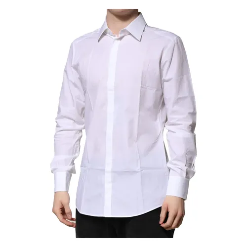 White Cotton Gold Formal Shirt - Dolce & Gabbana - Modalova