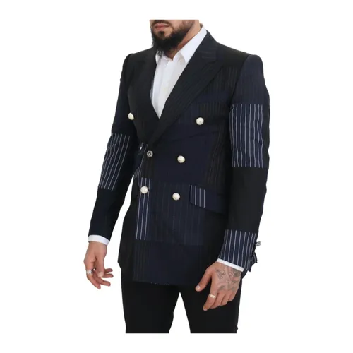 Elegant Navy Double Breasted Wool Blazer - Dolce & Gabbana - Modalova