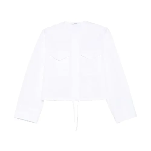 White Cotton Cropped Shirt with Drawstring - Givenchy - Modalova
