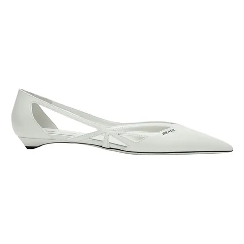 White Pointed Toe Ballerina Flats - Prada - Modalova