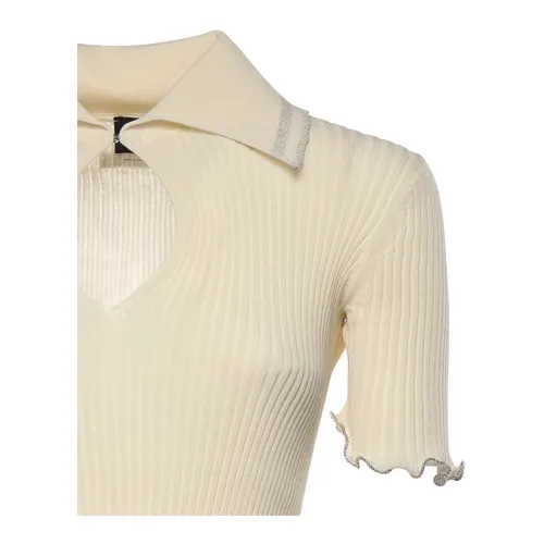 Ribbed Polo Top - Pinko - Modalova