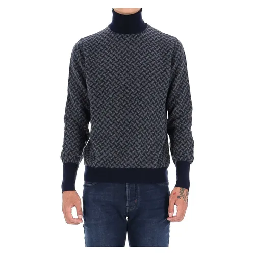 Blue Cashmere Turtleneck Sweater - Drumohr - Modalova