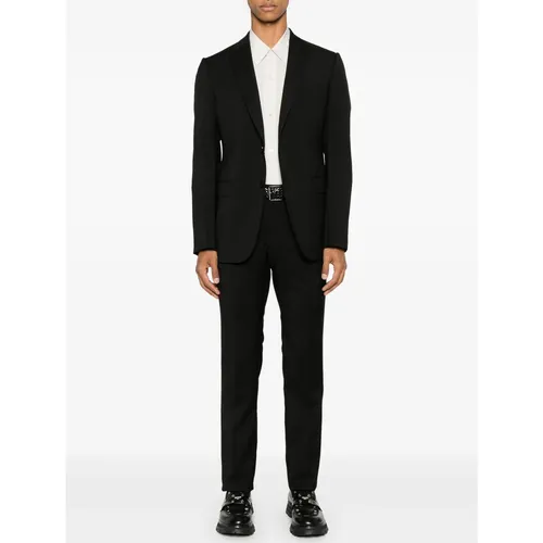 Black Wool Blazer and Pants Set - Emporio Armani - Modalova