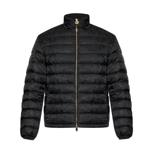 Black Zip Jacket Elasticated Cuffs Pockets - Versace - Modalova