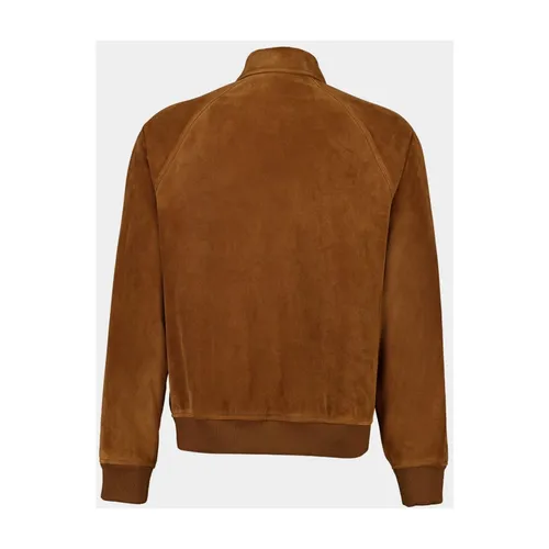 Brown Suede Button-Up Jacket - Valentino Garavani - Modalova