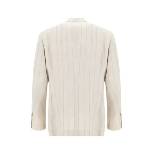 Pinstripe Linen Blazer Jacket - Brunello Cucinelli - Modalova